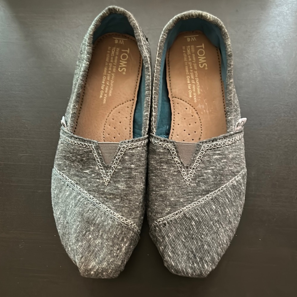 Toms Womens Marled Jersey Shoes Gray Classic Slip On Comfort Knit Sz 6